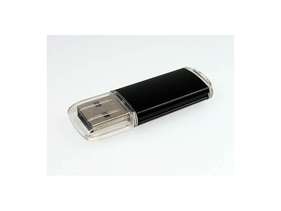 Schwarzer Metall USB-Stick mit transparentem Deckel zum bedrucken