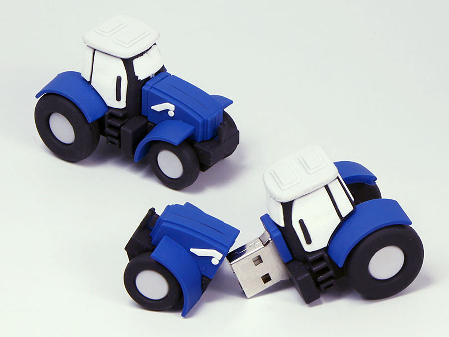 Traktor Schlepper als landwirtschaftliches Fahrzeug mit Logo als individueller USB-Stick