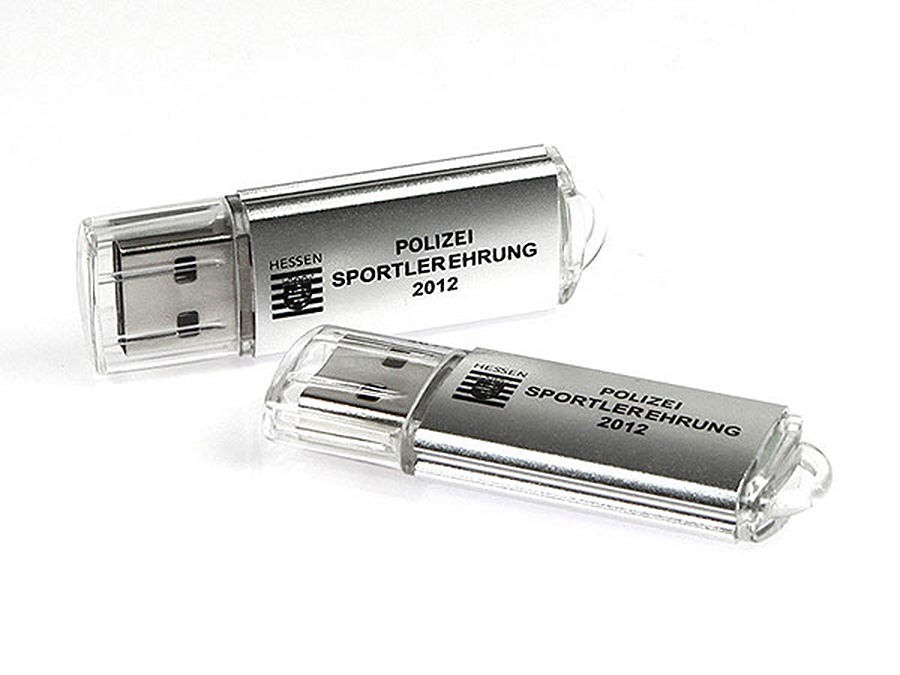 USB-Stick aus Kunststoff und Metall mit Branding Gravur oder Siebdruck