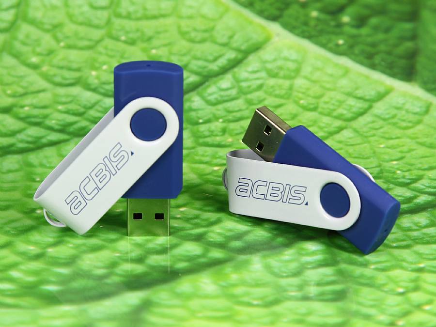 usb stick buegel drehbar klassisch logo blau