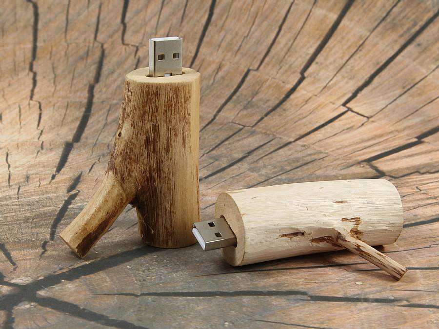 usb stick holzast hell gravur