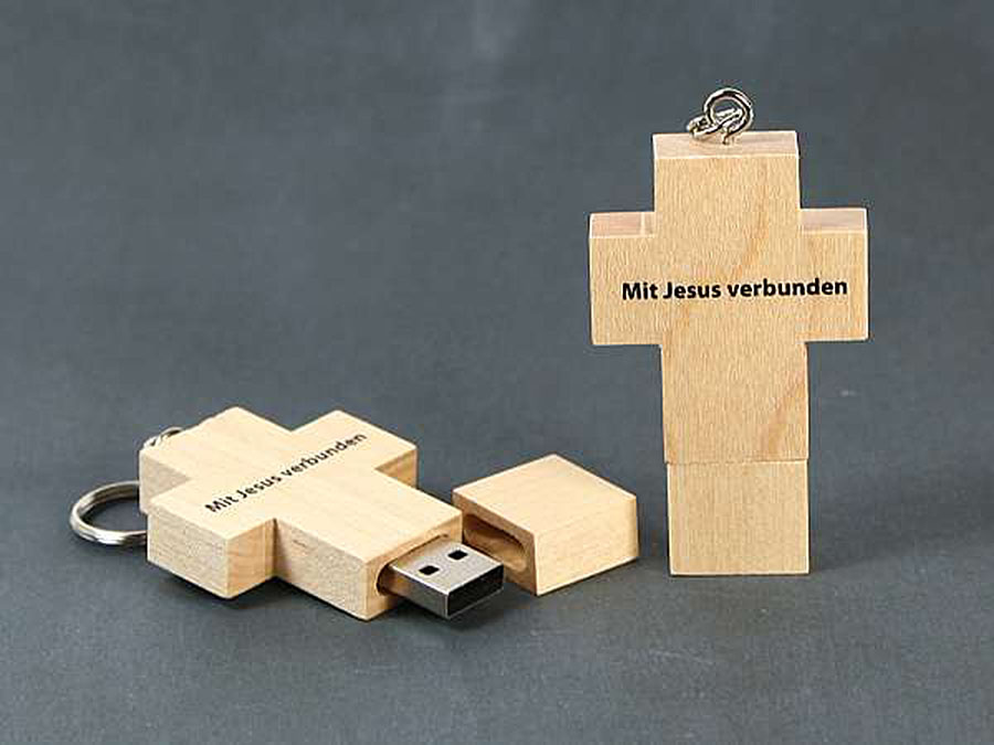 Christliches Holzkreuz Werbegeschenk USB-Stick