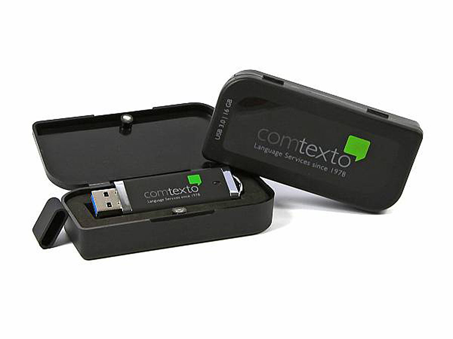 Kunststoff USB-Stick in Geschenkbox mit Branding