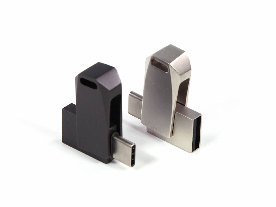 USB-Sticks im modernen Design mit drehbarem Gehäuse, ideal für individuelle Logo-Bedruckung und markante Werbung.