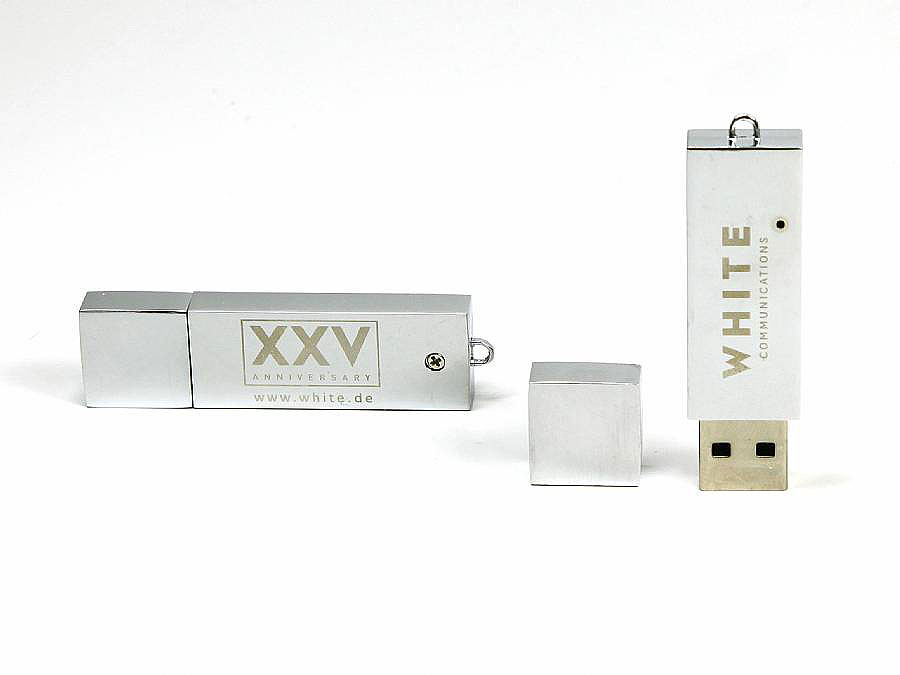 Hochglanz Chromlook USB-Stick mit Logodruck