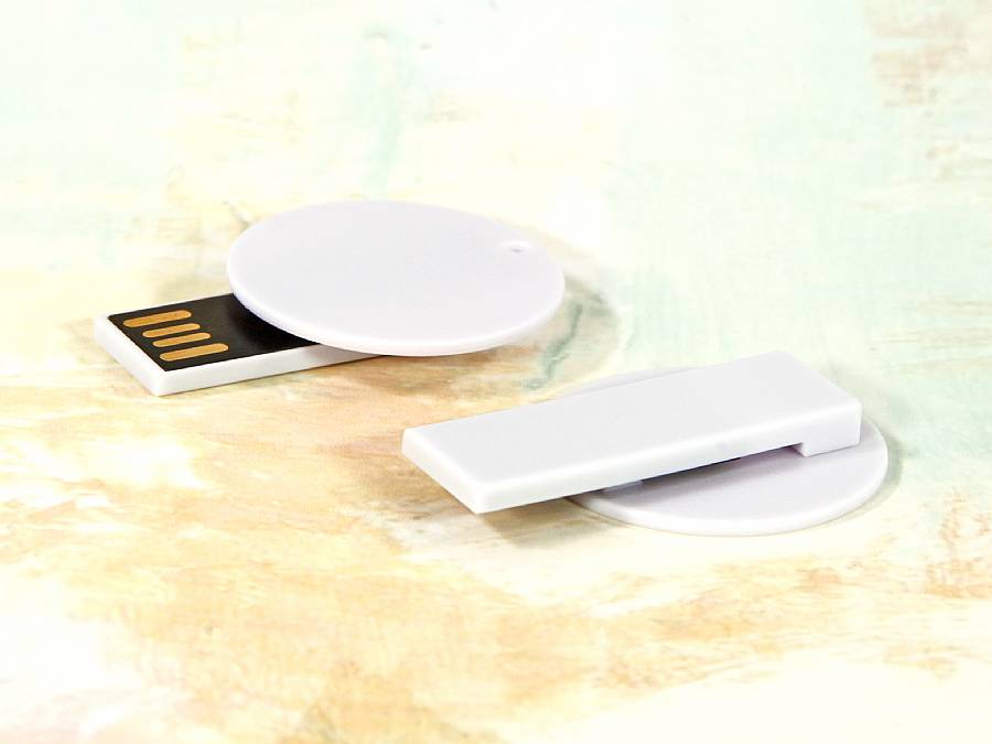 USB-Stick DataClip rund mit Platz für Ihr Logo