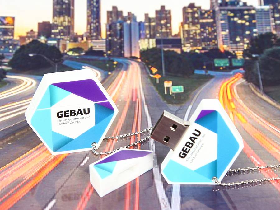 USB-Stick Sonderform Digitaldruck Kundenreferenz Logoform