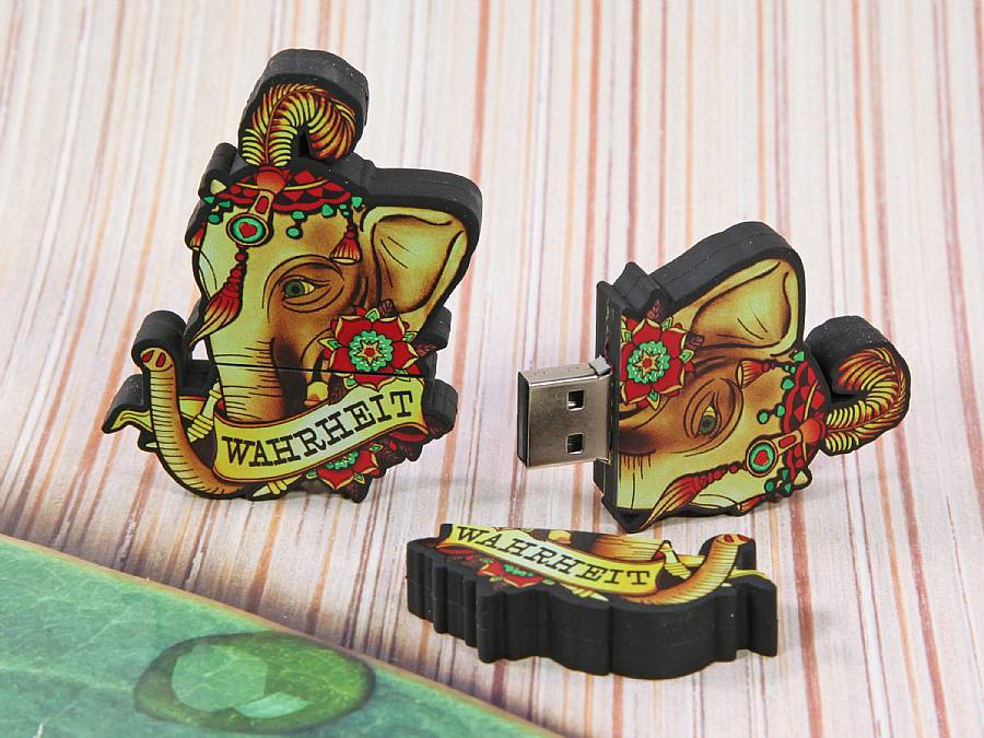 USB-Stick Sonderform Digitaldruck Kundenreferenz Elefant