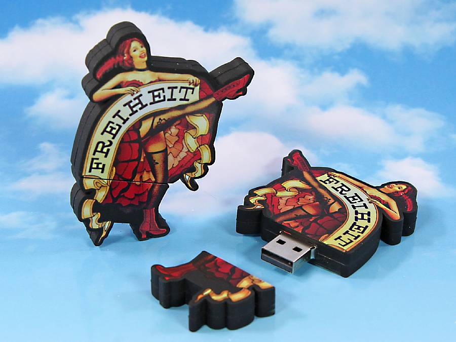 USB-Stick Sonderform Digitaldruck Kundenreferenz Frau