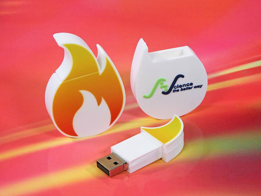 USB-Stick Sonderform Digitaldruck Kundenreferenz Logo