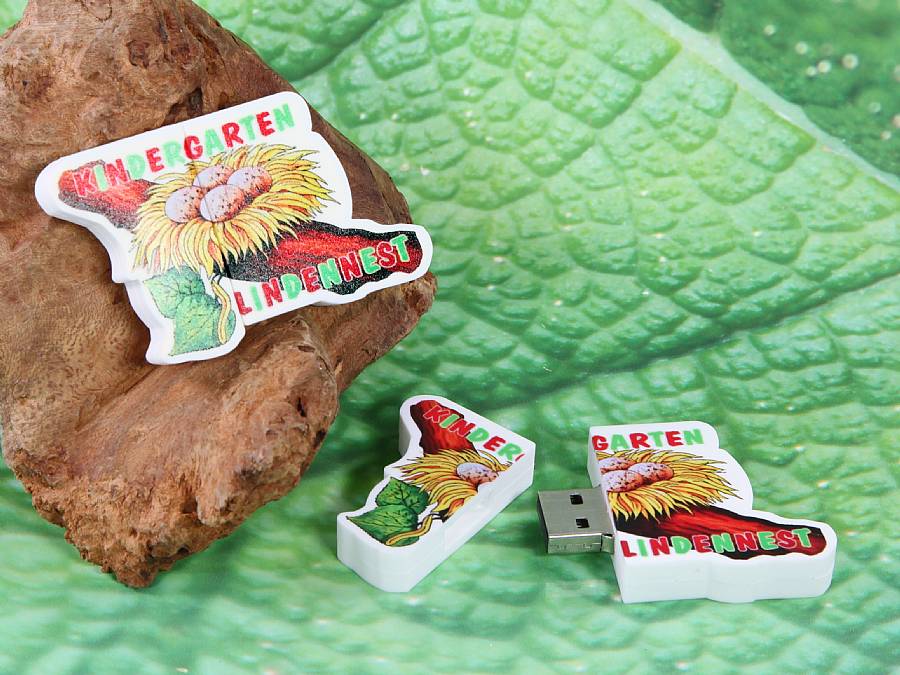 USB-Stick Sonderform Digitaldruck Kundenreferenz Kindergarten