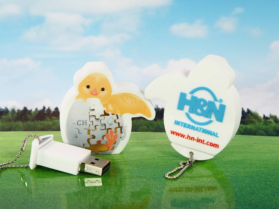 USB-Stick Sonderform Digitaldruck Kundenreferenz Küken