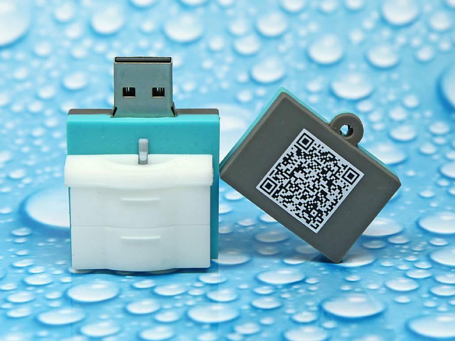 USB-Stick Sonderform Digitaldruck Kundenreferenz Sanitär