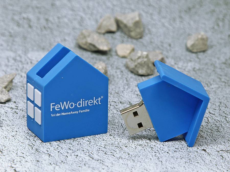 USB-Stick Sonderform Digitaldruck Kundenreferenz Haus
