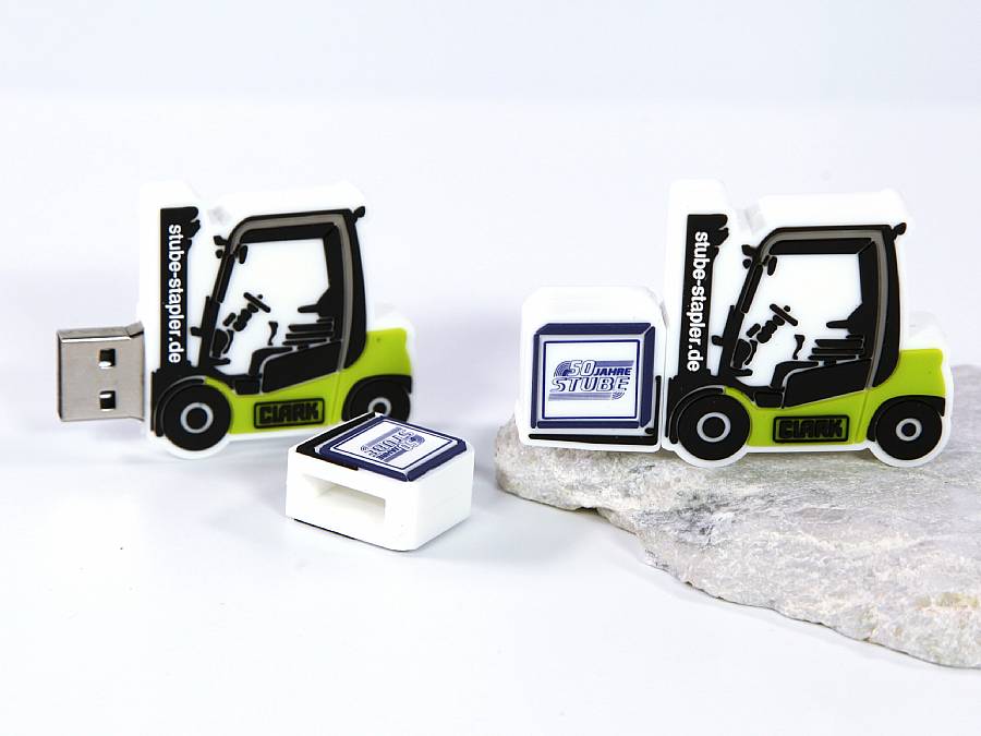 USB-Stick Gabelstapler Kundenreferenz kreativ