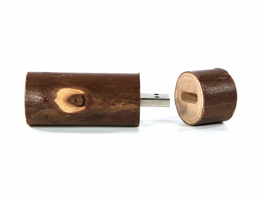 USB-Stick Holzstamm Detailansicht
