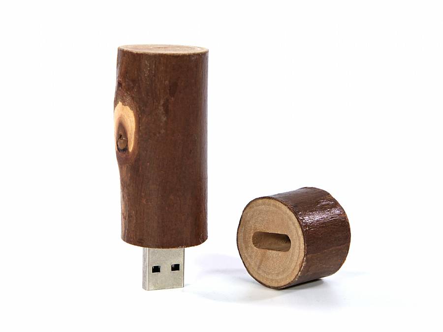 USB-Stick Holzstamm aus naturbelassenem Holz