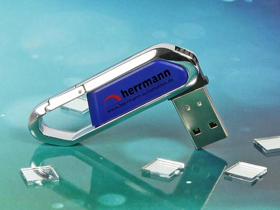 USB-Stick Karabiner 02 mit Logo