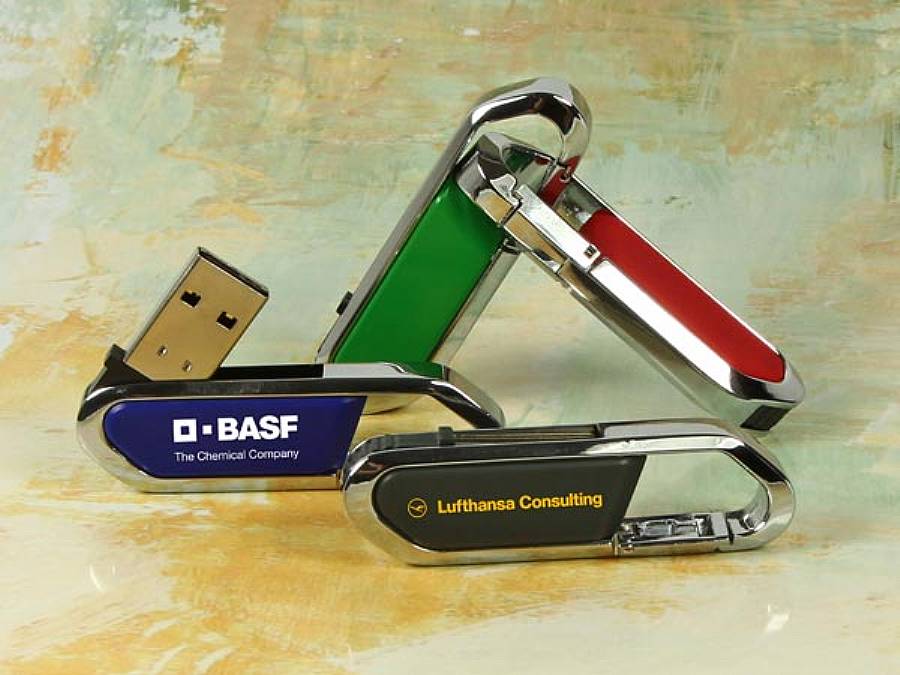 USB-Stick Karabiner 02 Metall mit Logo