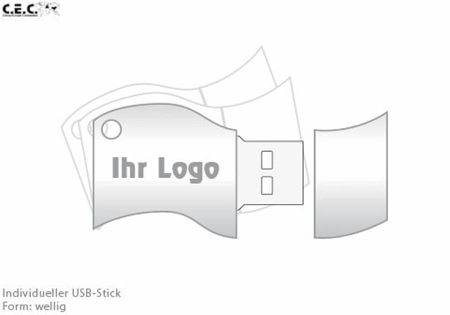 USB-Stick Logo wellig Ansicht 2