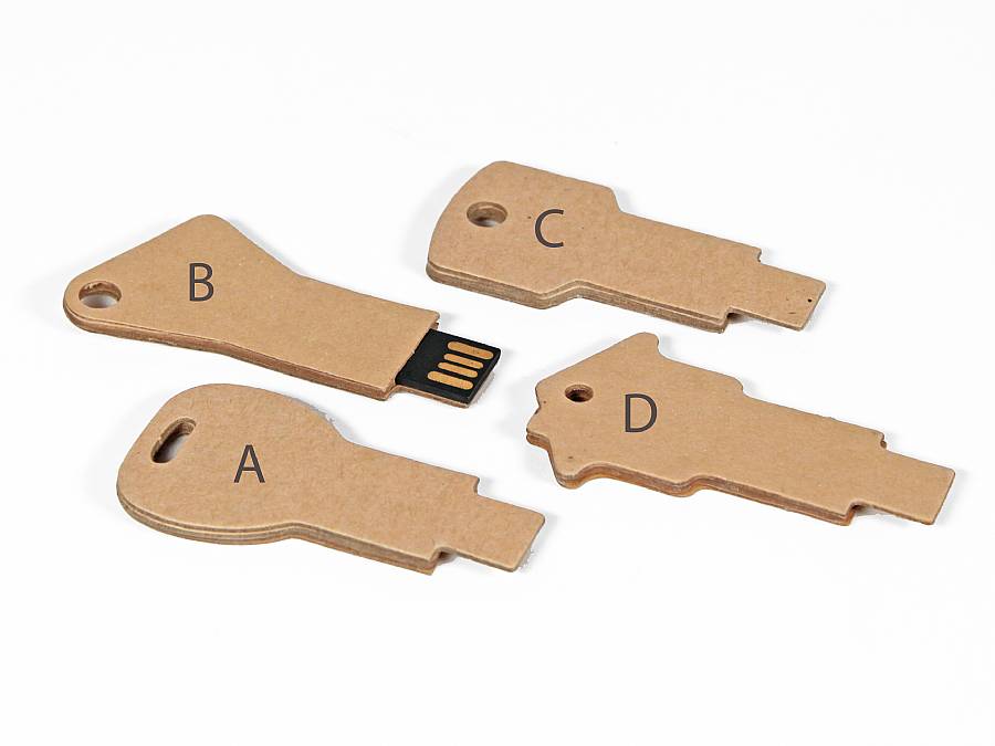USB-Stick Paper Key mit Beschriftung