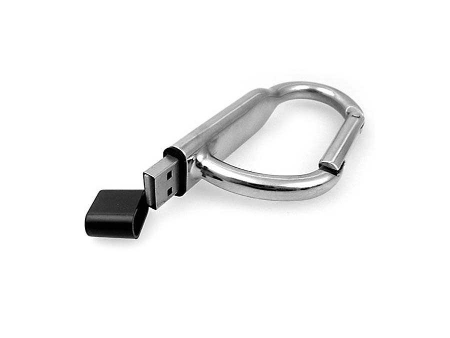 verchromter Metall Karabiner mit USB-Stick