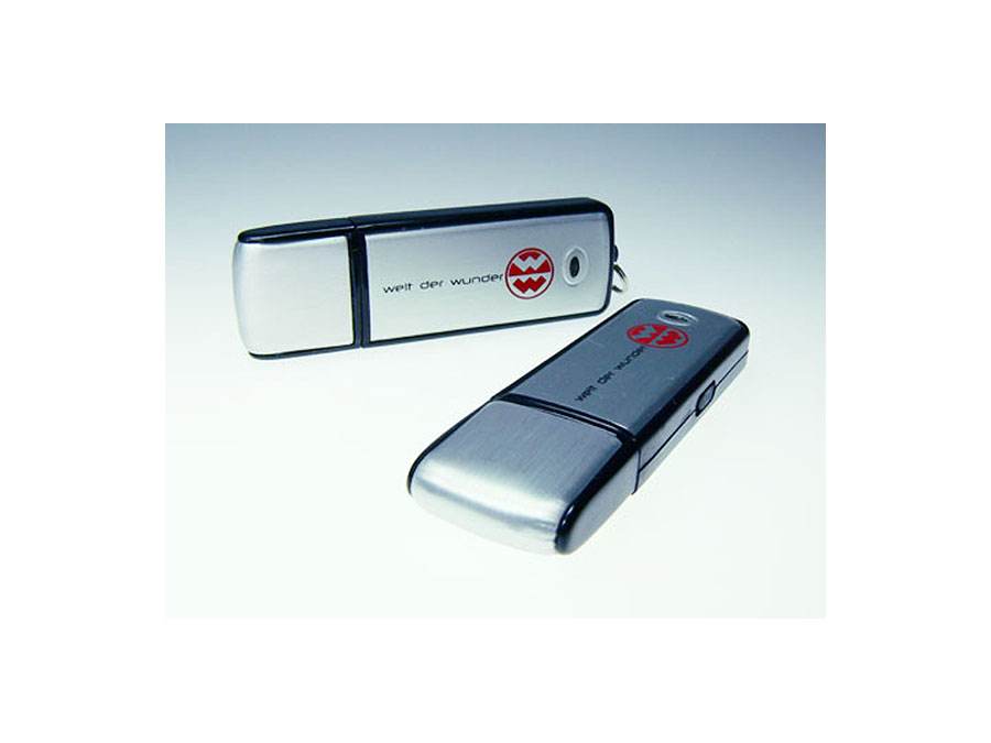 Welt der Wunder Metall USB-Stick mit Druck des Logos
