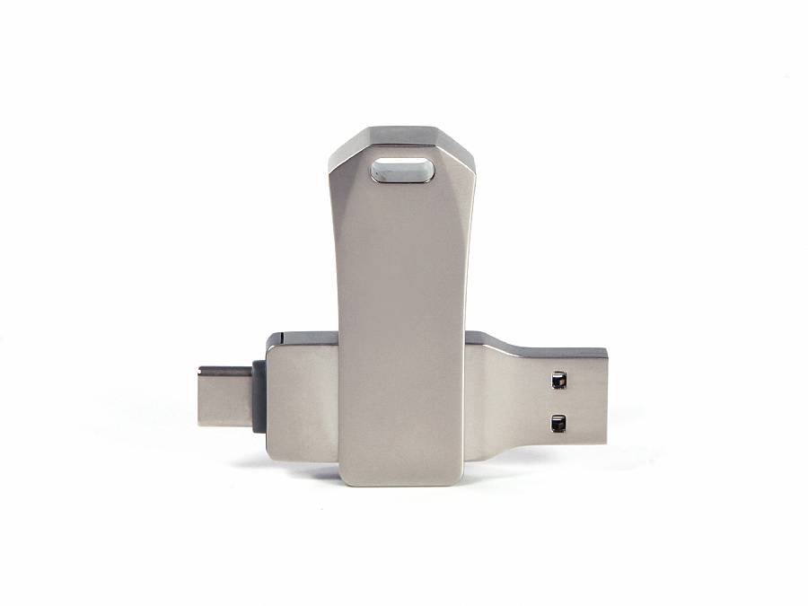 USB-Stick aus Metall mit modernem Design und Platz für individuelle Logo-Drucke. Ideal fürWerbung und Präsentationen.
