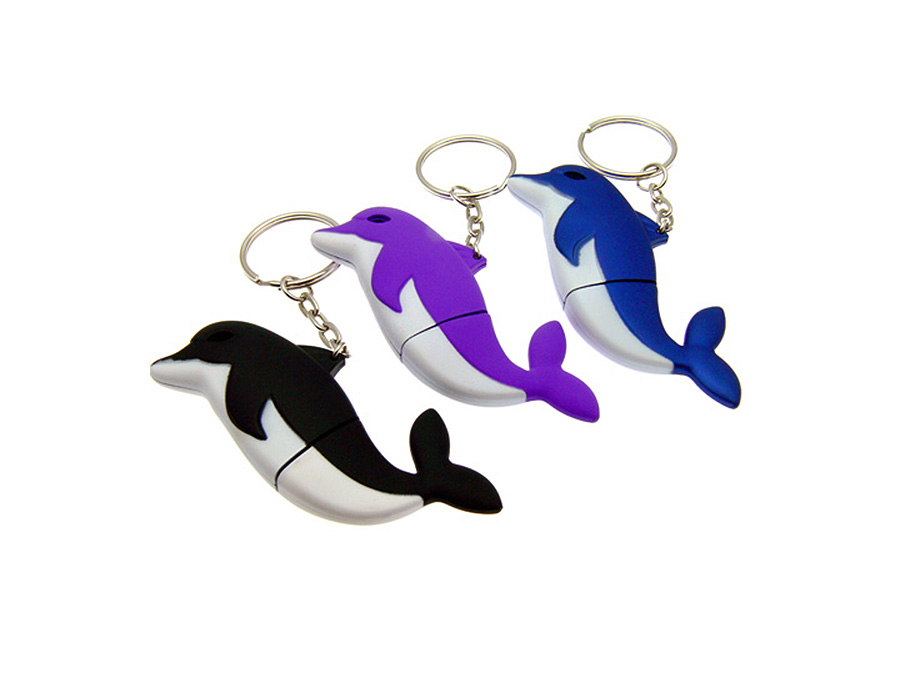 Werbegeschenk USB-Stick in der Form eines Delphins in vielen Farben
