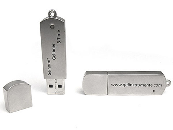 Hochwertiger Vollmetall USB-Stick in Silber mit einfarbigem Aufdruck