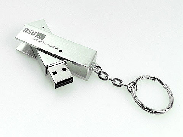 Ausklapp USB-Stick mit Schlüsselring Logo graviert