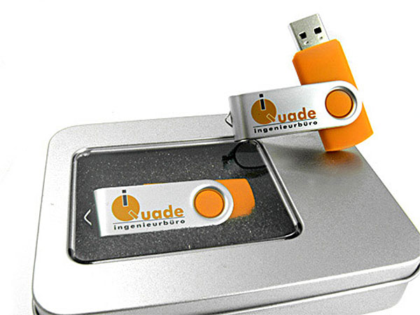 Metall Swing USB Stick buegel orange logo