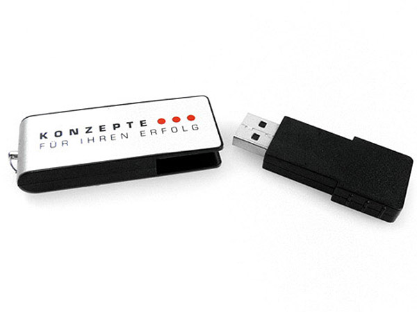 ALuminium USB-Stick mit mehrfarbigem  Logo bedruckt