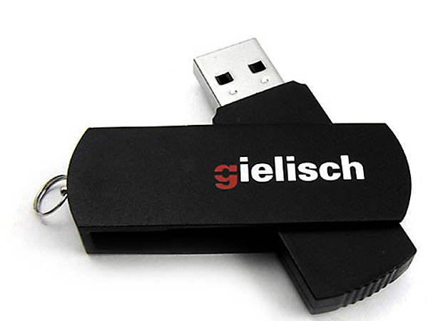 Swing USB-Stick zum Drehen aus Metall mit farbigem Logodruck