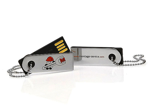 USB-Stick Nano Montage Service aus Metall bedruckt