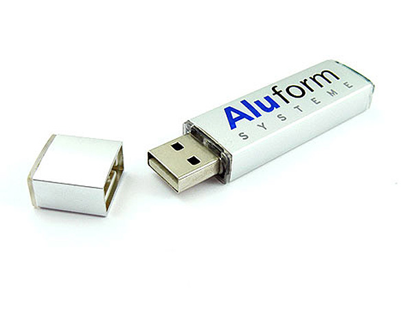 aluform alu usb stick werbetraeger mit Logo zweifarbig bedruckt