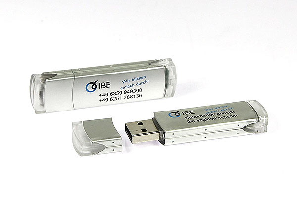 Aluminium USB-Stick mit mehrfarbigem  Logo bedruckt