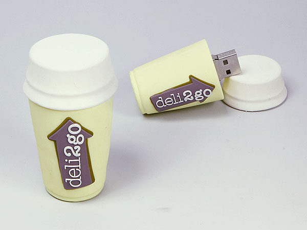 Coffee to go Kaffebecher mit Deckel als USB-Stick mit Logo