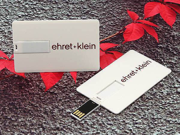 ehret klein werbaeartikel Visitenkarte mit USB-Stick bediseitig bedruckt mit Logo