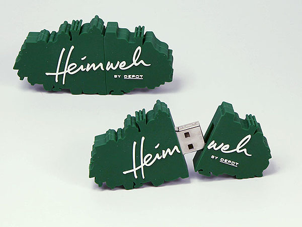 Heimweh Logo USB-Stick von Depot in aufwändiger flacher 2D Form