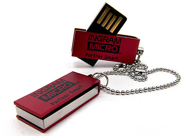 ingram Micro Mini USB-Stick in Rot mit einfarbigen Logodruck