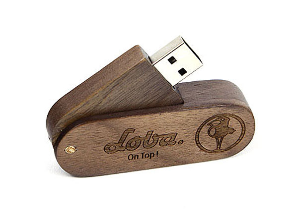 Loba Holz USB-Stick zum drehen mit Graur