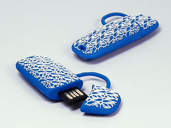 Tasche mit Muster und Logo als individueller USB-Stick in Wunschform