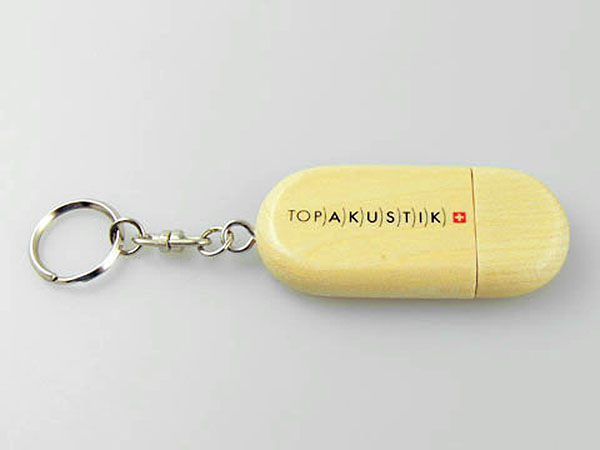 Top Akustik USB-Stick aus hochwertigen Holz mit Logo bedruckt