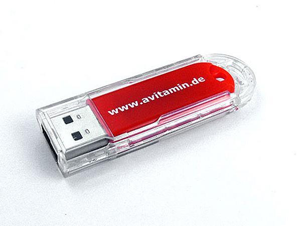 Transparenter Kunststoff USB-Stick Slider zum Schieben mit Logodruck