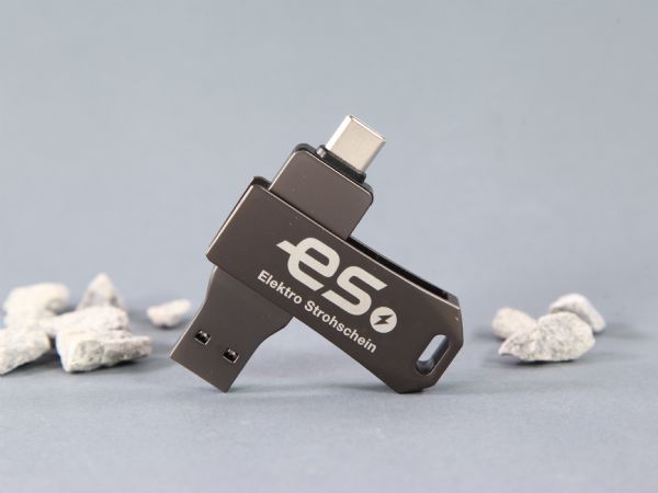 USB-Stick mit modernem Design, individuellem Logo-Bereich und praktischer USB-C-Konnektivität.