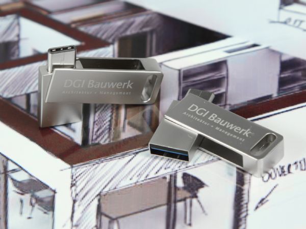 usb stick metall drehbar dual gravur logo