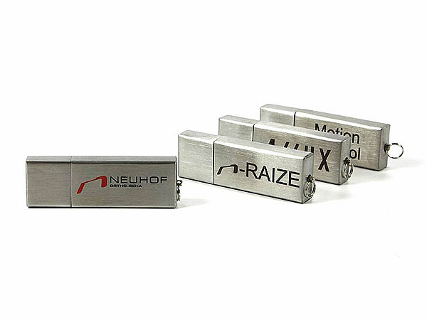 Metall USB-Stick Aluminium gebürstet mit 2 farbigem Logo Aufdruck