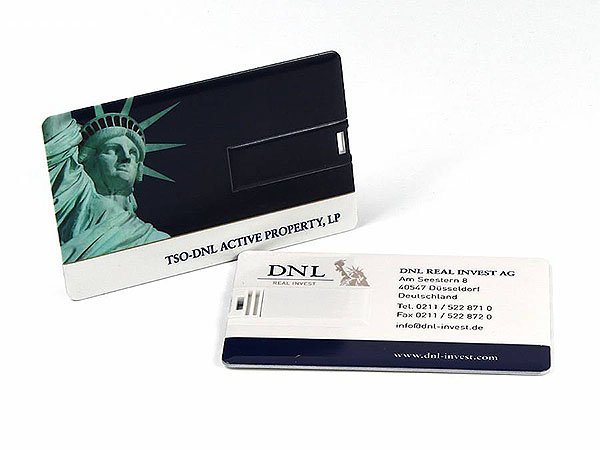 USB Visitenkarte mit Stick DNL Real Invest Logo bedruckt