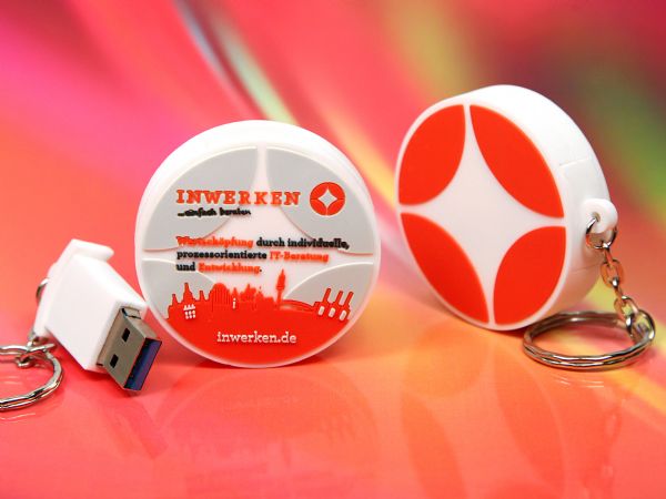 USB-Stick Logo rund Kundenreferenz